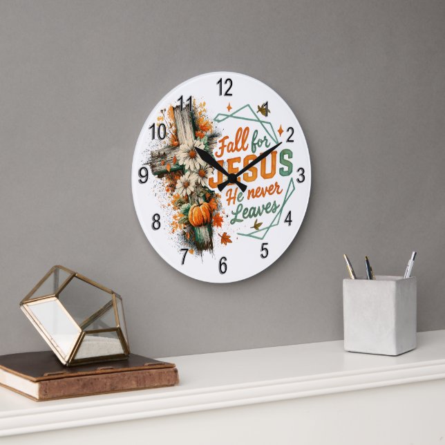 Fall For Jesus....  Large Clock (Office)