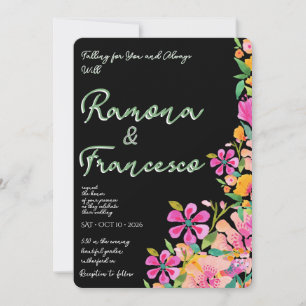 Fall For You Watercolor Floral Wedding Invitation