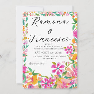 Fall For You Watercolor Floral Wedding Invitation