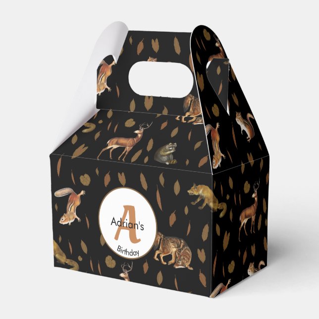 Fall Forest Animals Autumn Leaves Favour Box (Front Side)