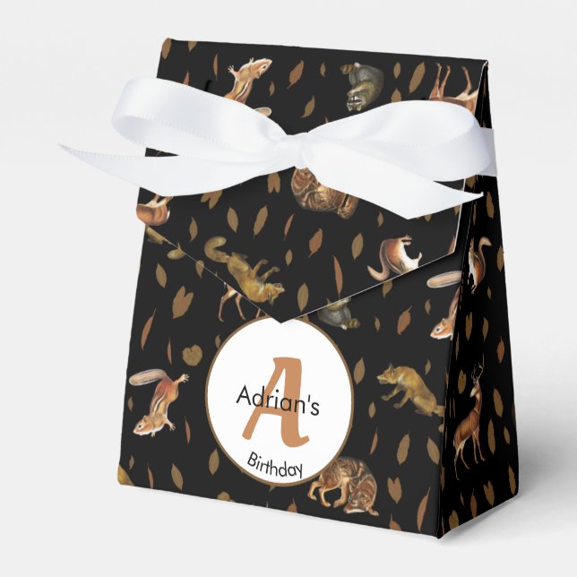 Fall Forest Animals Autumn Leaves Favour Box (Front Side)
