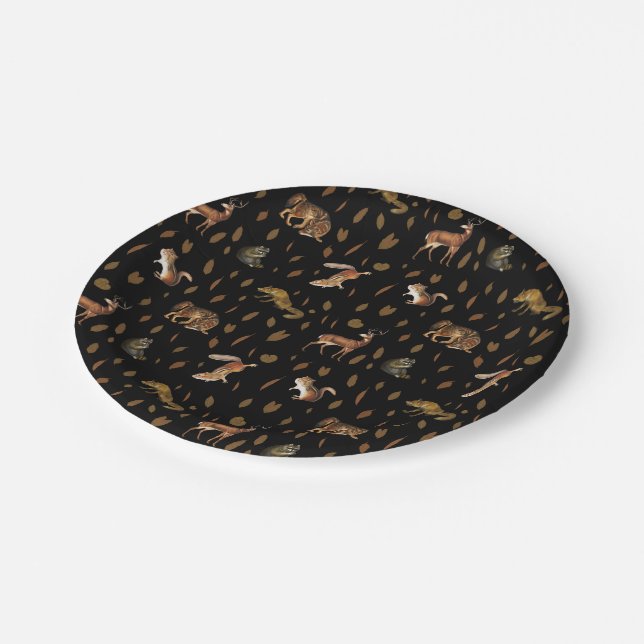 Fall Forest Animals Autumn Leaves Party Paper Plate (Angled)