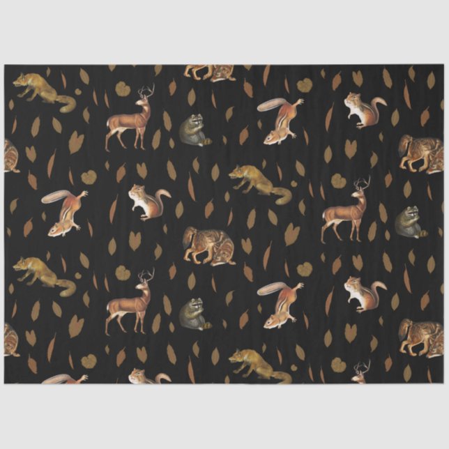 Fall Forest Animals Autumn Leaves  Tissue Paper (Front)