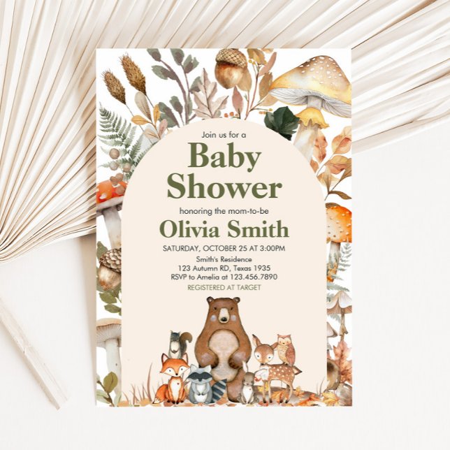 Fall Forest Animals Baby Shower Invitation (Fall Autumn Forest Animals Baby Shower Invitation)