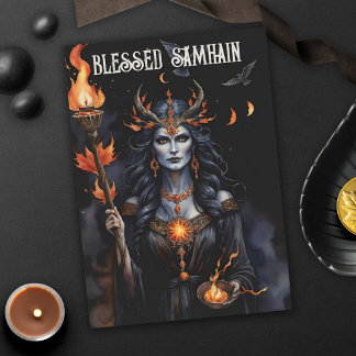 Fall Forest Blessed Samhain Night Pagan Witch Card