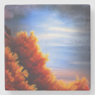 Fall Forest by the Ocean Marble Coaster