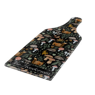 Fall forest forager Autumn animals & mushroom  Cutting Board