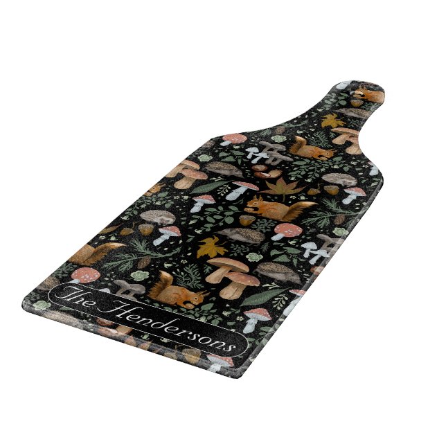 Fall forest forager Autumn animals & mushroom  Cutting Board (Corner)