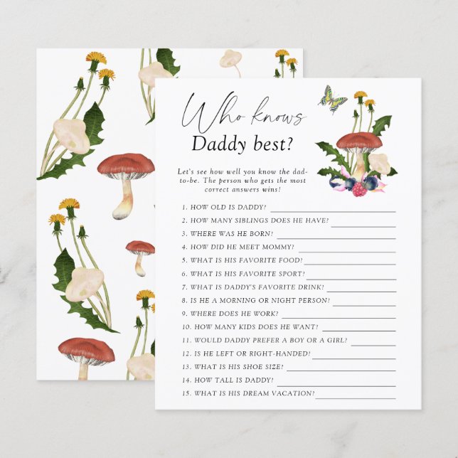 Fall forest fungi - Who knows daddy best game (Front/Back)