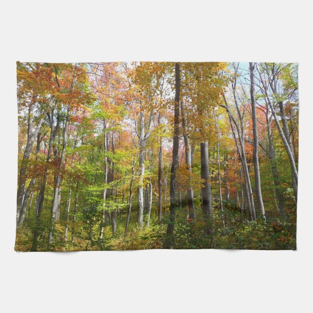 Fall Forest I Autumn Landscape Photography Tea Towel (Horizontal)