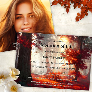Fall Forest Memorial Celebration of Life Photo Invitation