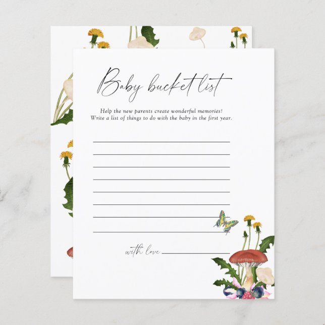 fall forest mushrooms - Baby bucket list game (Front/Back)