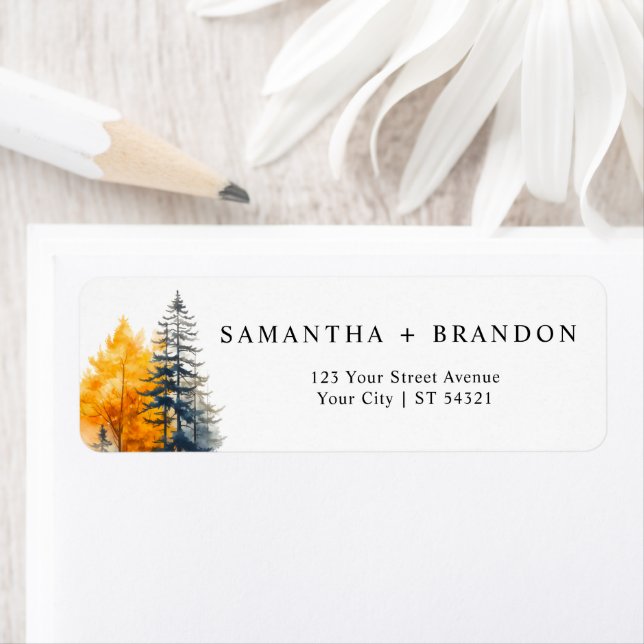 Fall forest, pine trees Return Address Label (Insitu)