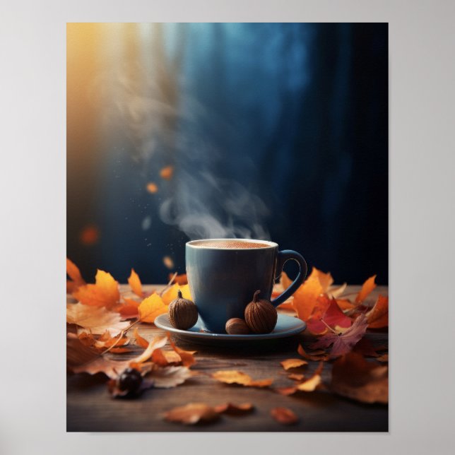 Fall Forest Pumpkin Spice Coffee Poster (Front)