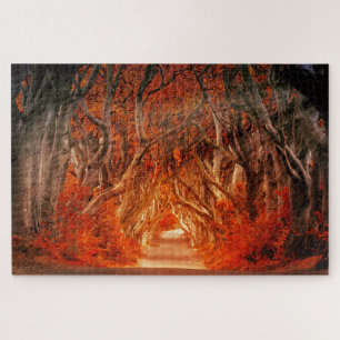 Fall forest sunlight fantasy landscape 20" x 30" jigsaw puzzle