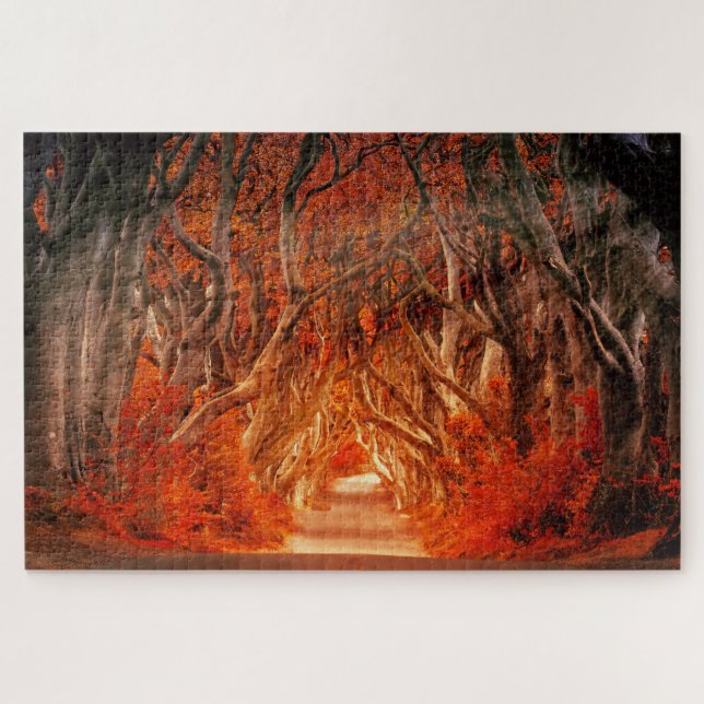Fall forest sunlight fantasy landscape 20" x 30" jigsaw puzzle (Horizontal)