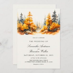 Fall Forest with QR Code Autumn Wedding Invitation
