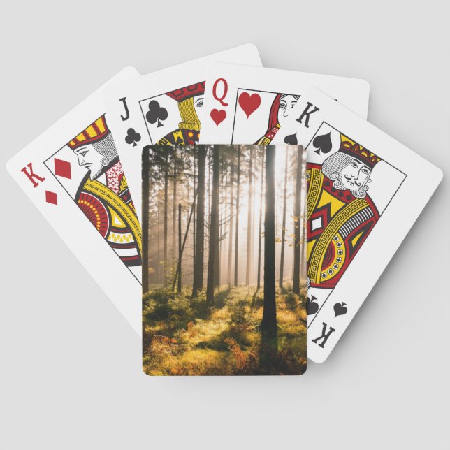 Fall Forest with Sunrays Playing Cards (Back)
