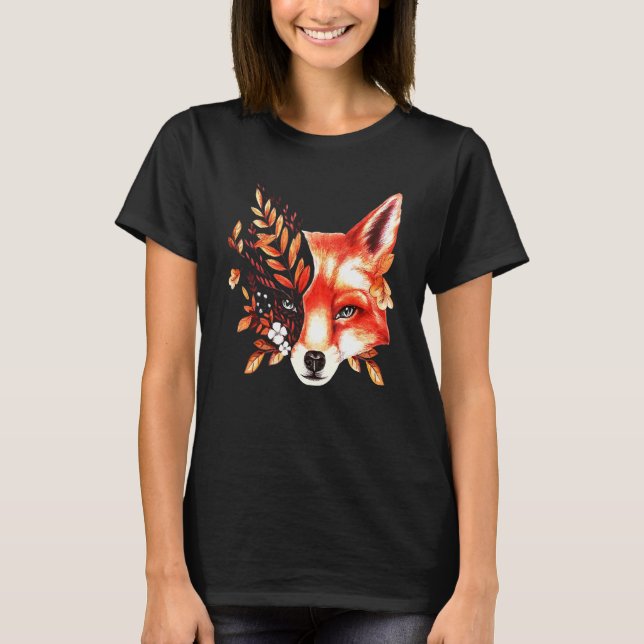 Fall Fox Beautiful Animal Hello Autumn T-Shirt (Front)
