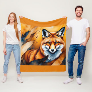 Fall Fox Painting Fleece Blanket