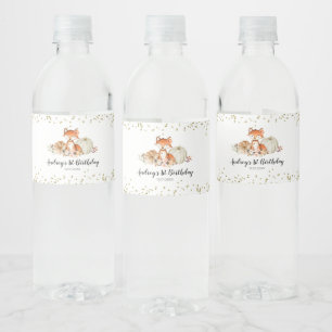 Fall Fox She's a Wild One Birthday Water Bottle Label