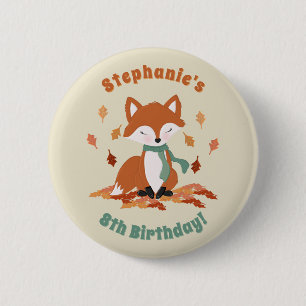 Fall Fox Woodland Birthday 6 Cm Round Badge