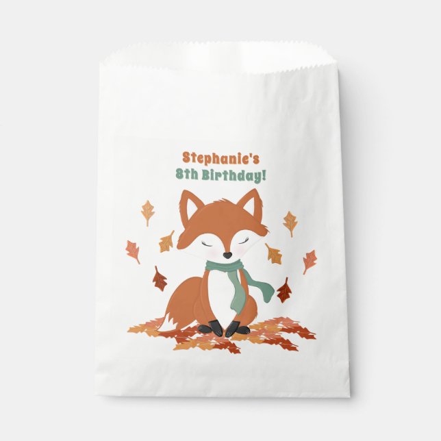 Fall Fox Woodland Birthday Favour Bags (Front)