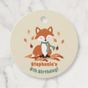 Fall Fox Woodland Birthday Favour Tags