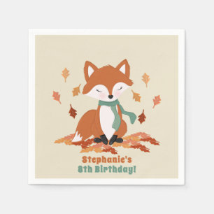 Fall Fox Woodland Birthday Napkin