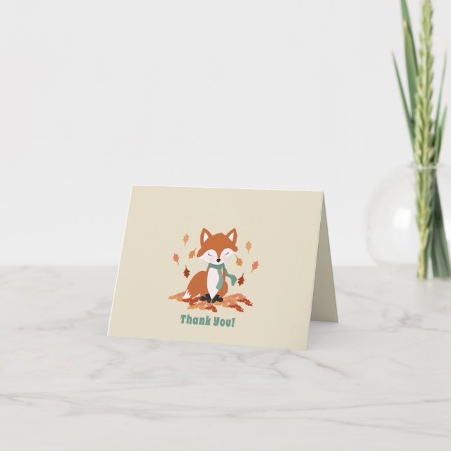 Fall Fox Woodland Birthday Note Card (Front)
