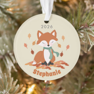Fall Fox Woodland Birthday Ornament