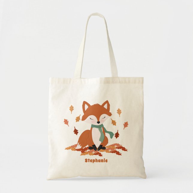 Fall Fox Woodland Birthday Tote Bag (Front)