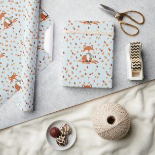 Fall Fox Woodland Birthday Wrapping Paper