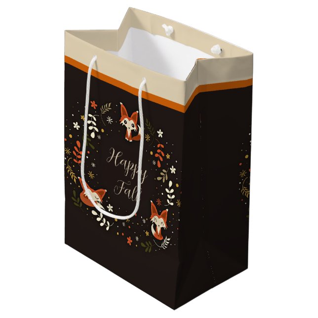 Fall Foxes with customisable text  Medium Gift Bag (Front Angled)
