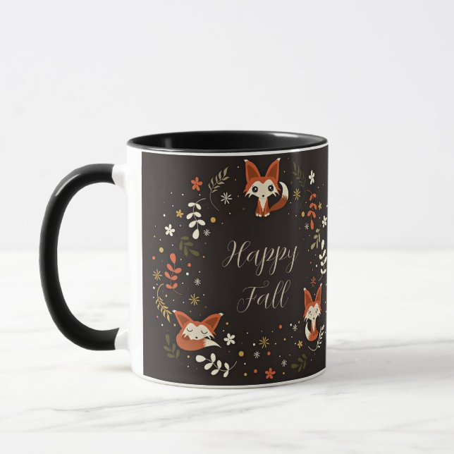 Fall Foxes with customisable text Mug (Left)