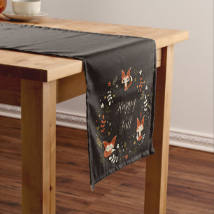 Fall Foxes with customisable text  Short Table Runner