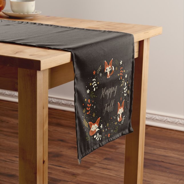 Fall Foxes with customisable text  Short Table Runner (In Situ)