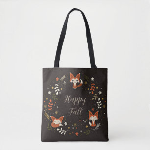 Fall Foxes with customisable text Tote Bag
