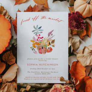Fall Fresh Off the Market Pumpkins Bridal Shower Invitation