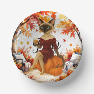 Fall Friendsgiving Fall Party for Cat lovers Paper Plate