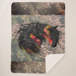 Fall Friesian Horse Sherpa Blanket