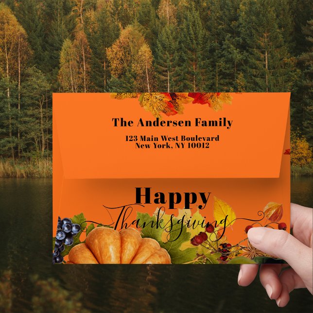 Fall Fruits Flowers And Foliage Happy Thanksgiving Envelope (Creator Uploaded)