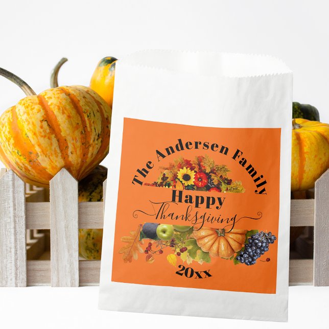 Fall Fruits Flowers And Foliage Happy Thanksgiving Favour Bags (Creator Uploaded)