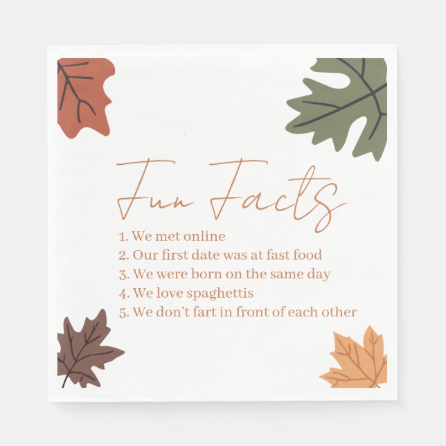 Fall Fun facts Wedding  Napkin (Front)