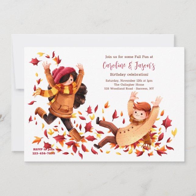 Fall Fun Kids Birthday Party Invitation (Front)