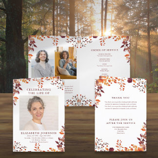 Fall Funeral Memorial Order Of Service Folded Programme