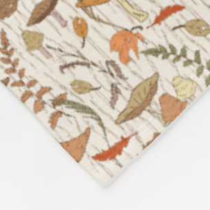 Fall Fungi and Leaves - seamless pattern. Fleece Blanket
