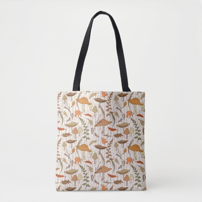 Fall Fungi and Leaves - seamless pattern. Tote Bag (Front)