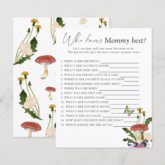 fall fungi - Who knows mummy best game (Front/Back)