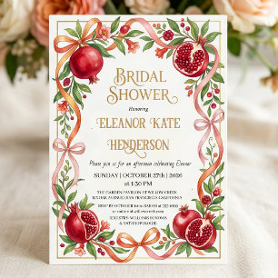 Fall Garden Pomegranate Bridal Shower Invitation
